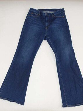 Gap Women's Flare High Rise Jeans Size 14 / 32 Short Blue Stretch Denim 5 Pocket